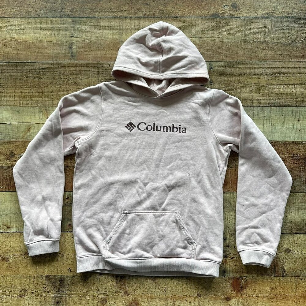 Columbia girls pink and purple hooded pull over sweatshirt hoodie -XL